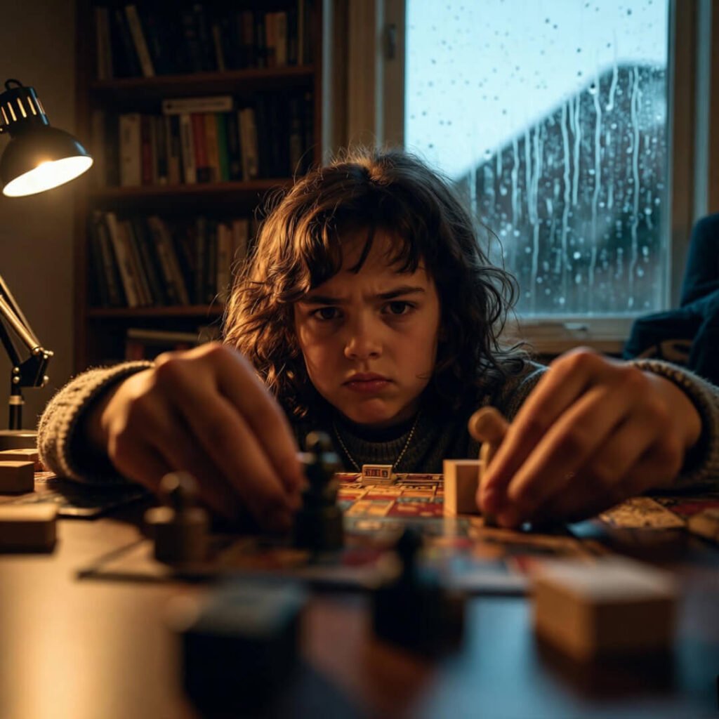 Overhead photo: Chipped-nailed hand snatches a steamy, sweating water bottle from a chaotic fridge floor strewn with carrot stubs and celery scraps, vapor curling into a quizzical "?" for hydration motivation.