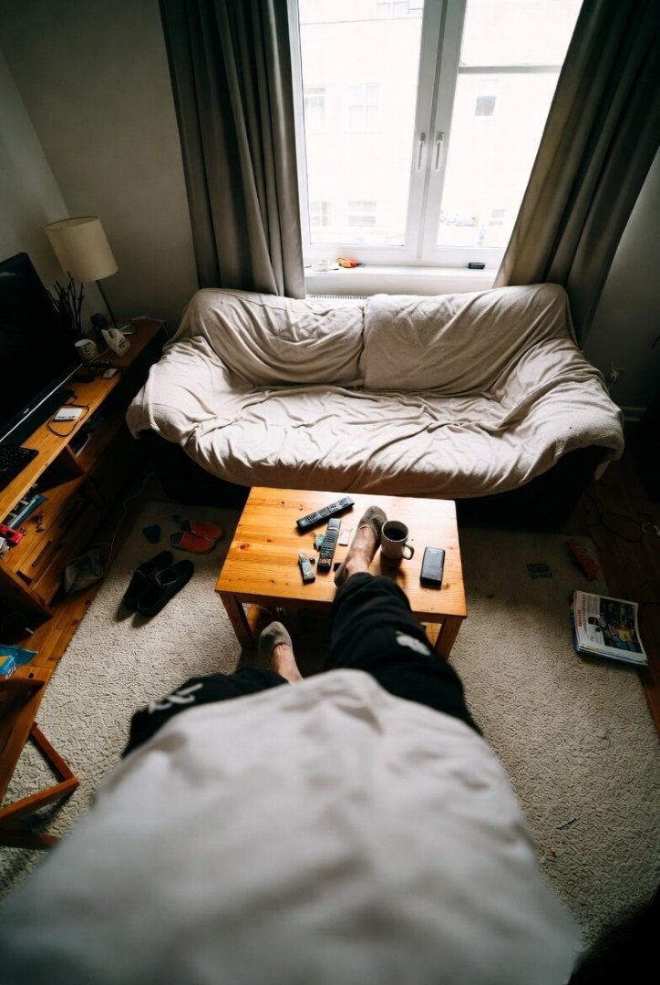 "Cozy messy living room, morning light from window" "Cozy messy living room, morning light from window"